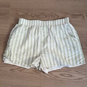 Striped Green and White Shorts